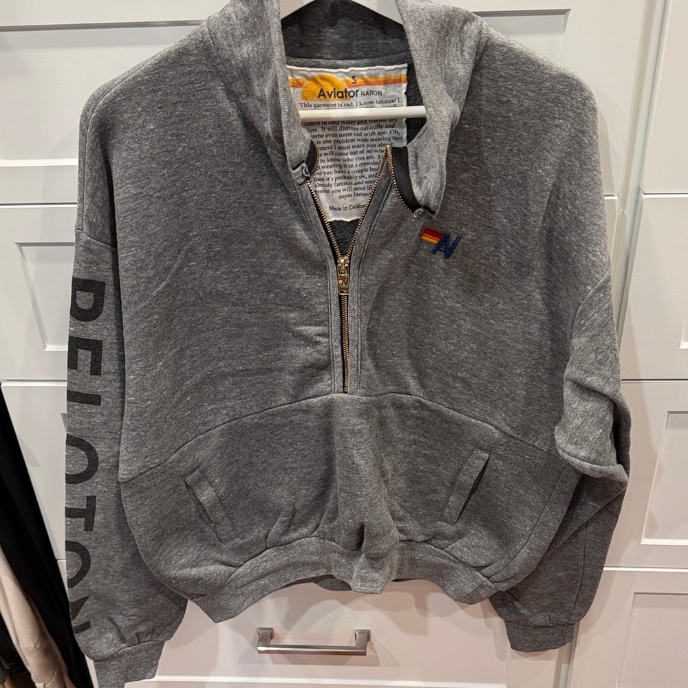 Aviator Nation Peloton Charcoal Zip-Up Sweater